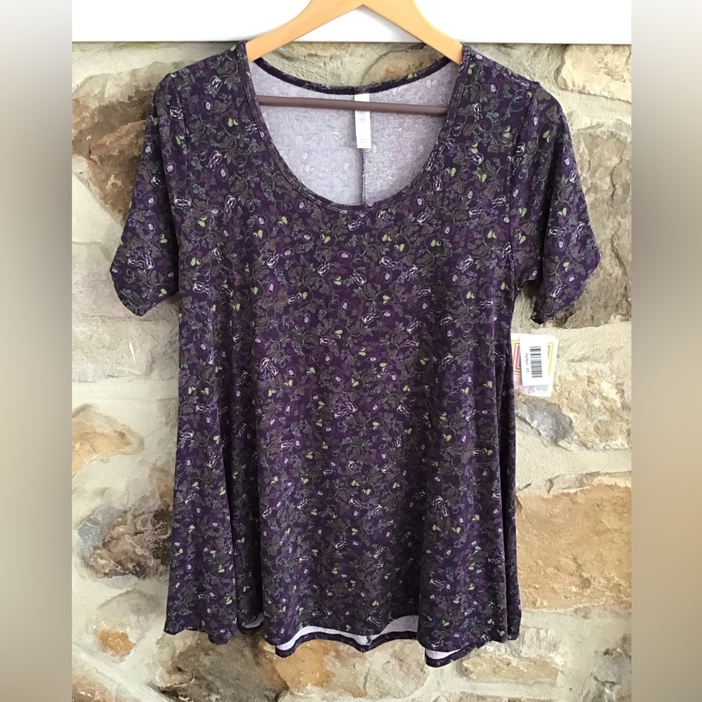 Lularoe perfect tee Floral Purple Women's Top #13